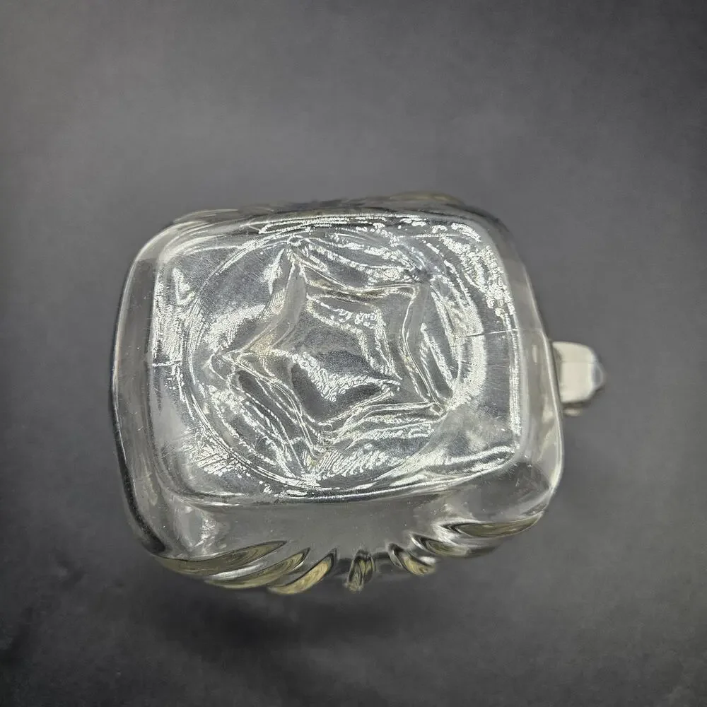 Vintage 1950’s Federal Clear Glass Juice Square Pitcher With Star On Bottom